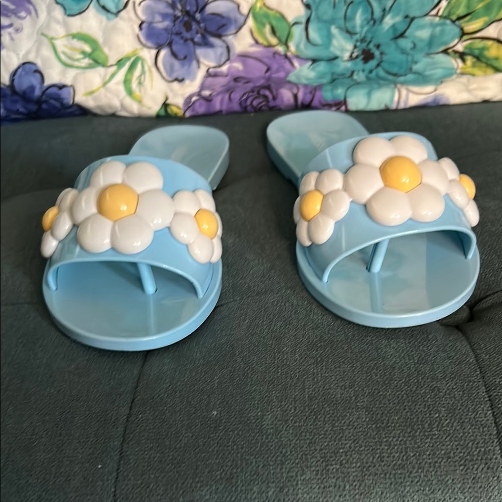Melissa Light Blue Floral Flats vegan size 6